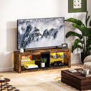 HOMCOM TV Stand, Entertainment Centre with LED Lights, Rustic Brown