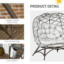 Outsunny 2 Seater Egg Chair Outdoor With Cushion, Cup Pockets