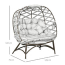 Outsunny 2 Seater Egg Chair Outdoor With Cushion, Cup Pockets