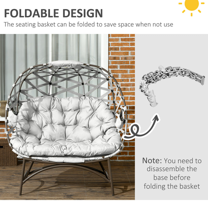 Outsunny 2 Seater Egg Chair Outdoor With Cushion, Cup Pockets