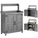 Outsunny Wooden Potting Bench Table with Aluminium Worktop and Top Shelf