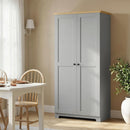 HOMCOM 172cm Wooden Storage Cabinet Cupboard With 4 Shelves Grey