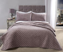 Regent Quilted Soft Touch Velvet Bedspread Set in Heather