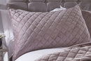 Regent Quilted Soft Touch Velvet Bedspread Set in Heather