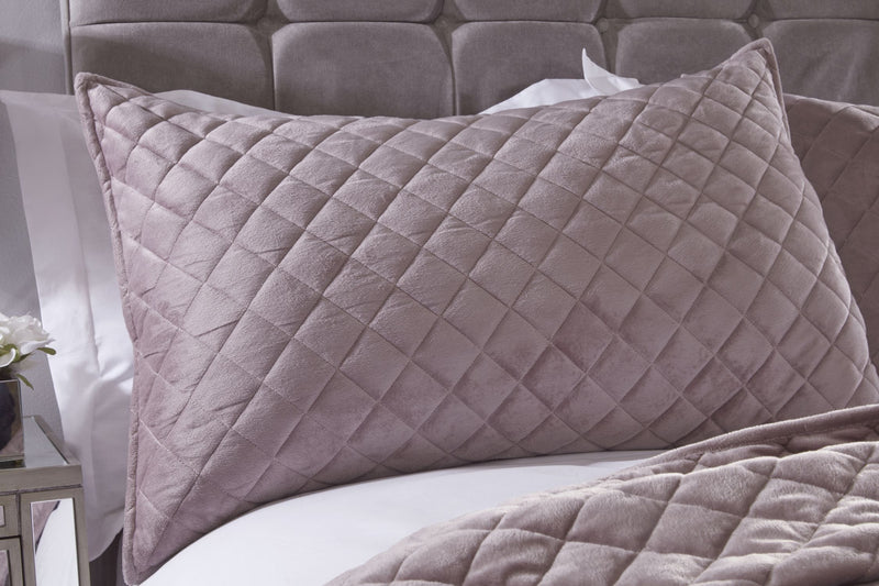Regent Quilted Soft Touch Velvet Bedspread Set in Heather