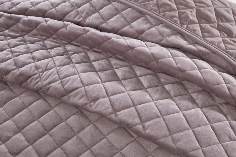Regent Quilted Soft Touch Velvet Bedspread Set in Heather