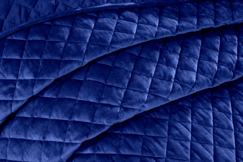 Regent Quilted Soft Touch Velvet Bedspread Set in Navy