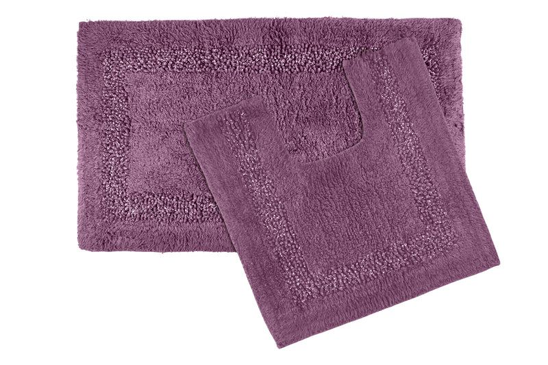 Diamante Sparkle 100% Cotton Heavyweight 2 Piece Bath Mat & Pedestal Bathroom Toilet Set