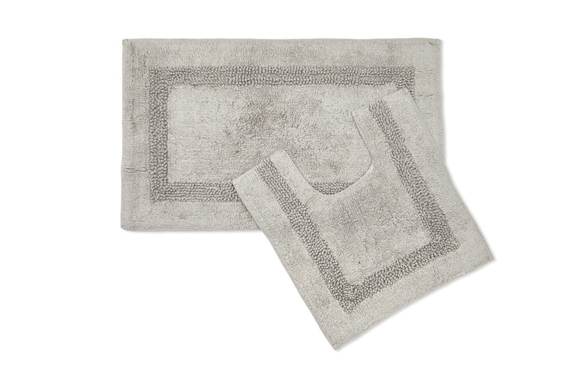 Diamante Sparkle 100% Cotton Heavyweight 2 Piece Bath Mat & Pedestal Bathroom Toilet Set