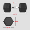 HOMCOM Rubber Hex Dumbbell Portable Hand Weights For Home Gym