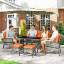 Outsunny 6 Pieces Rattan Garden Furniture Sofa Set with Cushions, Orange