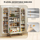 HOMCOM Kitchen Cabinet with Double Doors, 5 Tiers, 12 Spice Racks, White