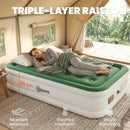 Outsunny Inflatable Mattress Air Bed With Built-in Pump, Dark Green
