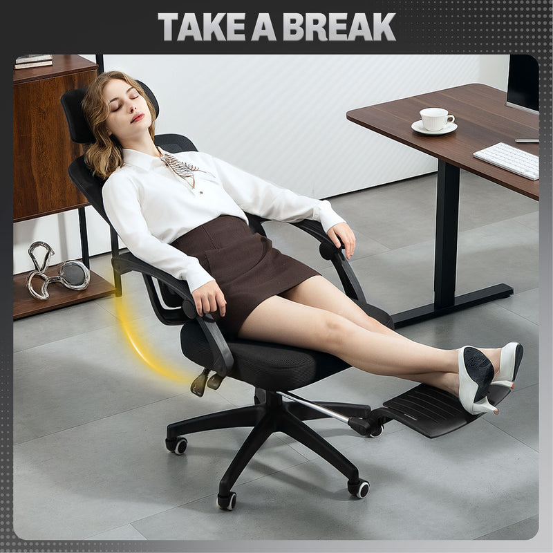 HOMCOM Mesh Ergonomic Office Chair with Lumbar Support, Headrest