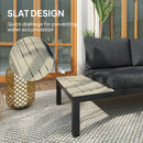 Outsunny 3pcs Garden Sectional Sofa Side Table Furniture Set w/ Cushion