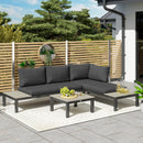 Outsunny 3pcs Garden Sectional Sofa Side Table Furniture Set w/ Cushion