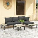 Outsunny 3pcs Garden Sectional Sofa Side Table Furniture Set w/ Cushion