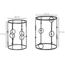 HOMCOM Set Of 2 Nesting Coffee Table, Side Tables With Glass Top, Black