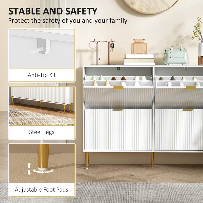 HOMCOM Slim Shoe Storage Cabinet with 4 Flip Drawers for Hallway