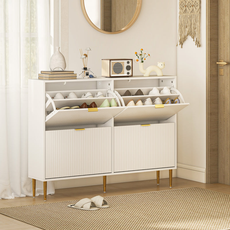 HOMCOM Slim Shoe Storage Cabinet with 4 Flip Drawers for Hallway