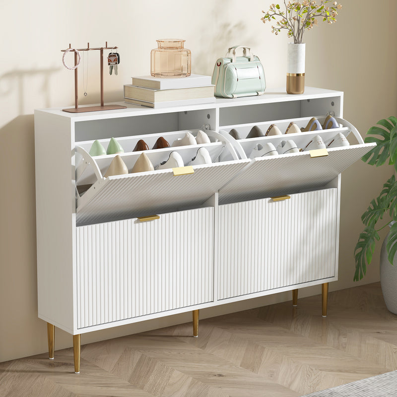 HOMCOM Slim Shoe Storage Cabinet with 4 Flip Drawers for Hallway