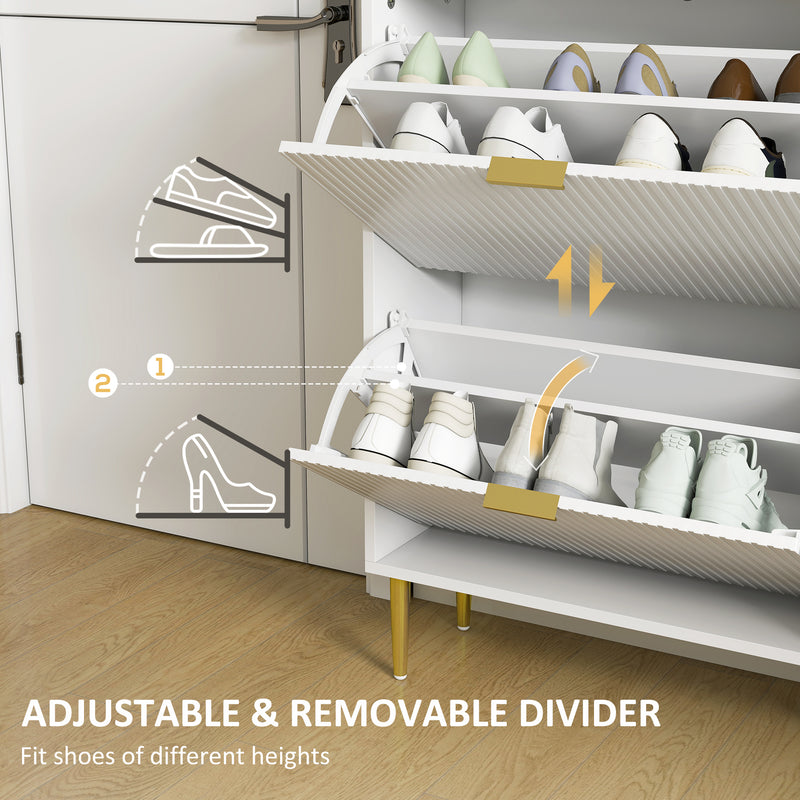HOMCOM Slim Shoe Storage Cabinet with 4 Flip Drawers for Hallway