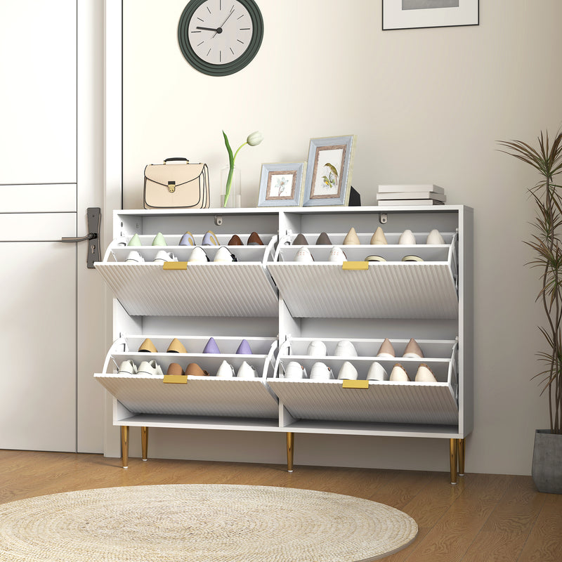 HOMCOM Slim Shoe Storage Cabinet with 4 Flip Drawers for Hallway