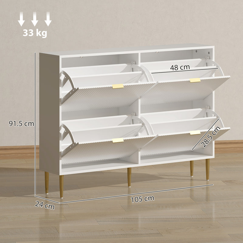 HOMCOM Slim Shoe Storage Cabinet with 4 Flip Drawers for Hallway