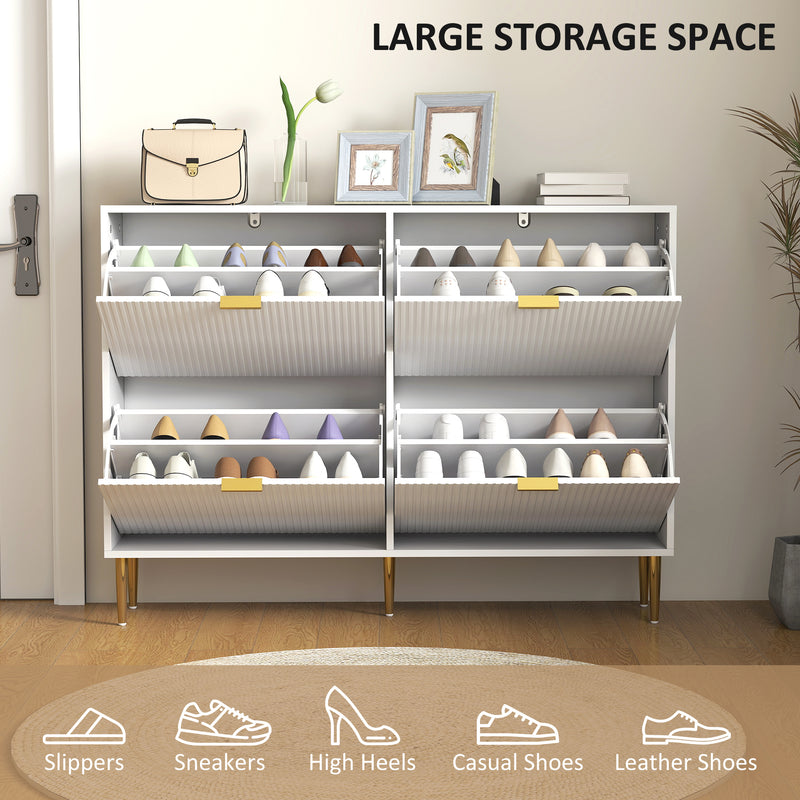 HOMCOM Slim Shoe Storage Cabinet with 4 Flip Drawers for Hallway