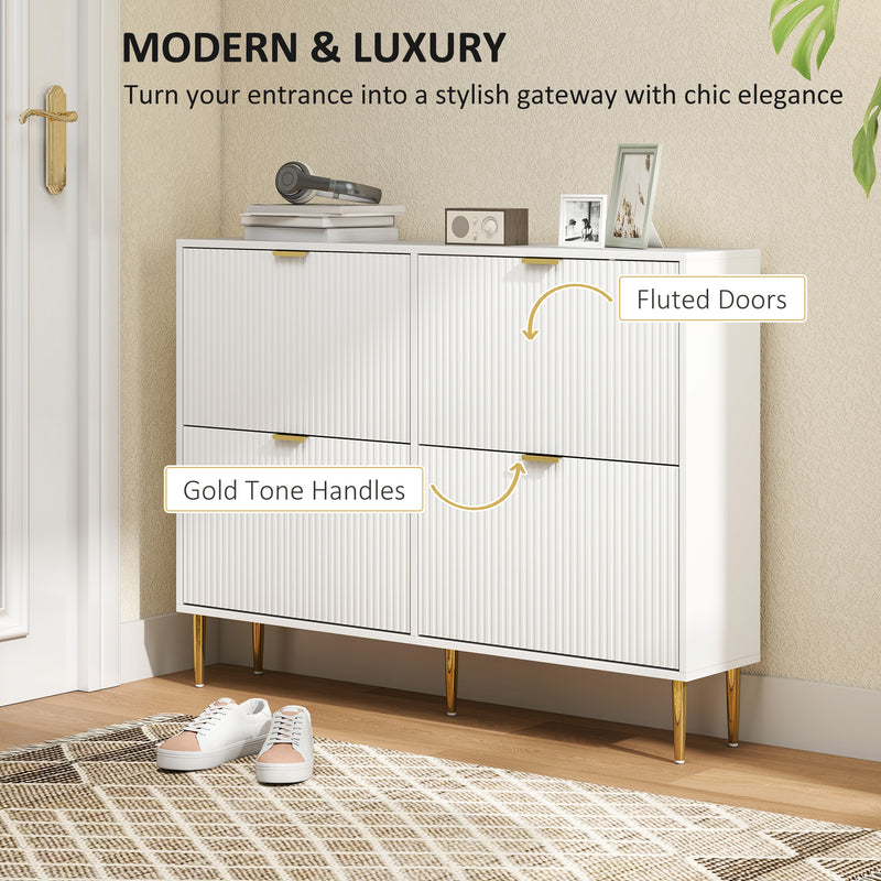 HOMCOM Slim Shoe Storage Cabinet with 4 Flip Drawers for Hallway