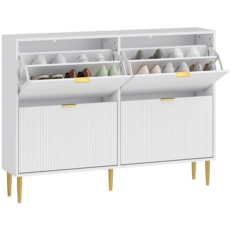 HOMCOM Slim Shoe Storage Cabinet with 4 Flip Drawers for Hallway