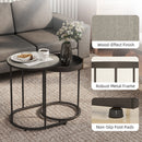 HOMCOM Nesting Side Table Set Of 2, Industrial Round Nest Of Tables, Grey
