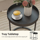 HOMCOM Nesting Side Table Set Of 2, Industrial Round Nest Of Tables, Grey