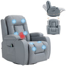 HOMCOM Manual Recliner Chair with 8 Vibration & Heat, Light Grey