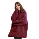 Lewis's Sherpa Fleece Lined Hooded Throw - Burgandy