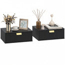 HOMCOM Floating Nightstands Set Of 2 Bedside Tables W/ Wave Drawer Black