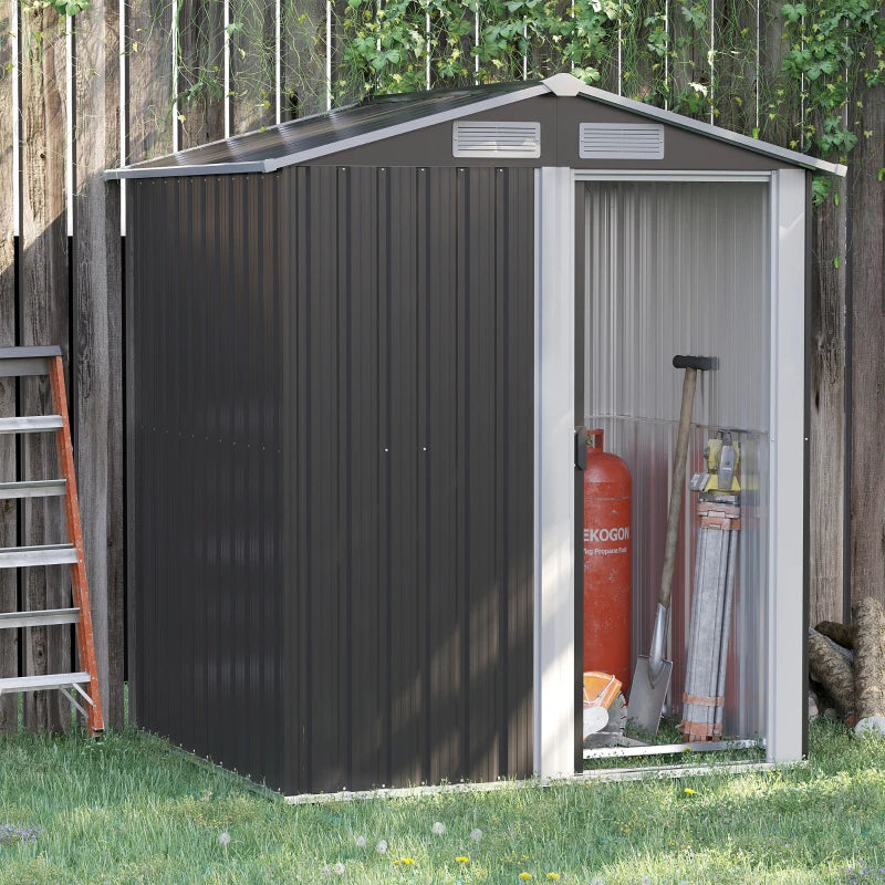 Outsunny Metal Storage Shed with Sliding Door 5ft x 4.3ft - Grey