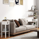 HOMCOM 2-Tier Side Tables Set of 2 with Drawer Shelf for Living Room, White