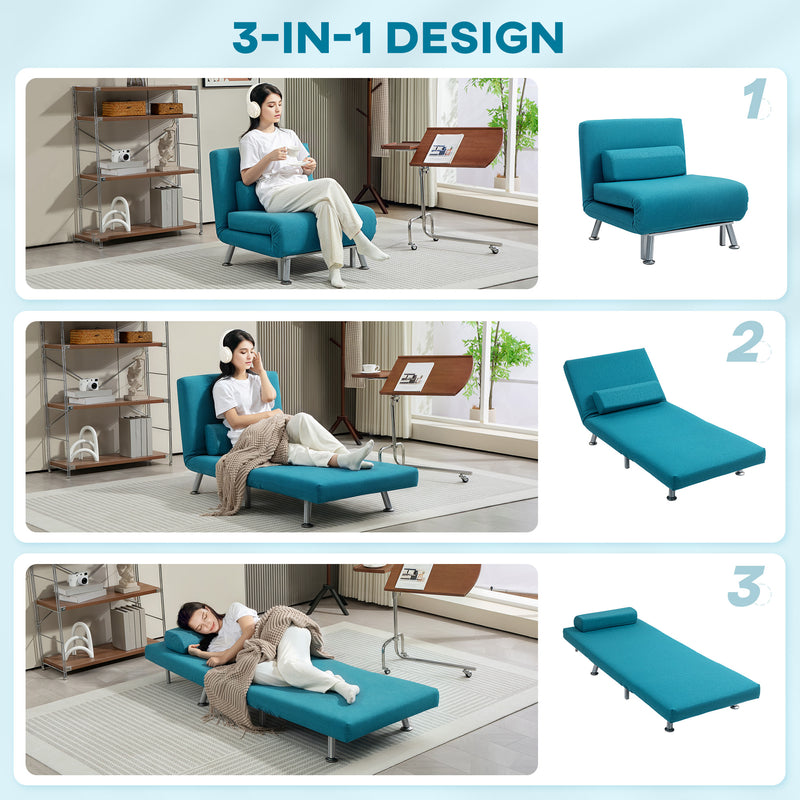 HOMCOM Single Folding 5 Position Convertible Sleeper Chair Bed