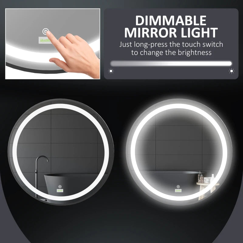 kleankin Bathroom Round Mirror with 3 Temperature Colours