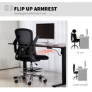 HOMCOM Ergonomic Tall Office Chair, 360 Degree Swivel Task Stool, Black