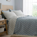 D & D Block Floral Bedspread in Blue