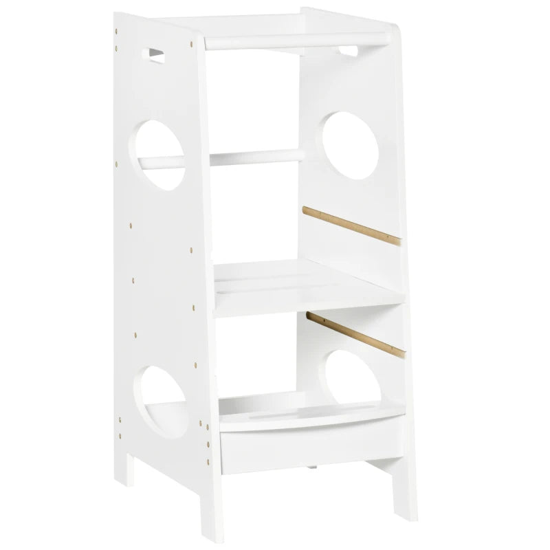 HOMCOM Toddler Step Stool  with Safety Rail  -  White