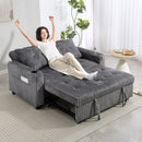 HOMCOM 2 Seater Sofa Bed, Click Clack Pull Out Bed Settee, Charcoal Grey