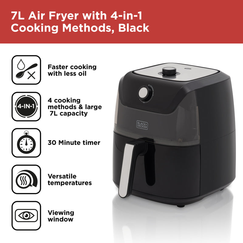 Black+Decker Air Fryer Manual 7L  - Black
