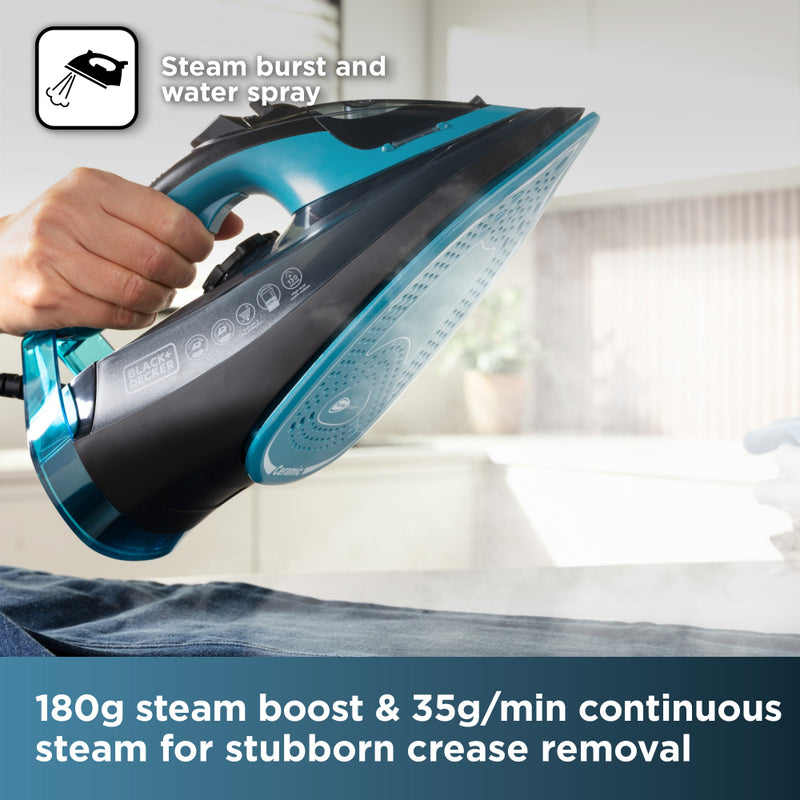 Black+Decker Steam Iron 2600w  - Aqua Blue