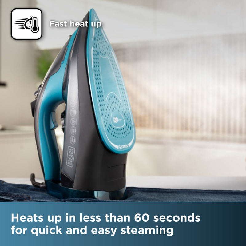 Black+Decker Steam Iron 2600w  - Aqua Blue
