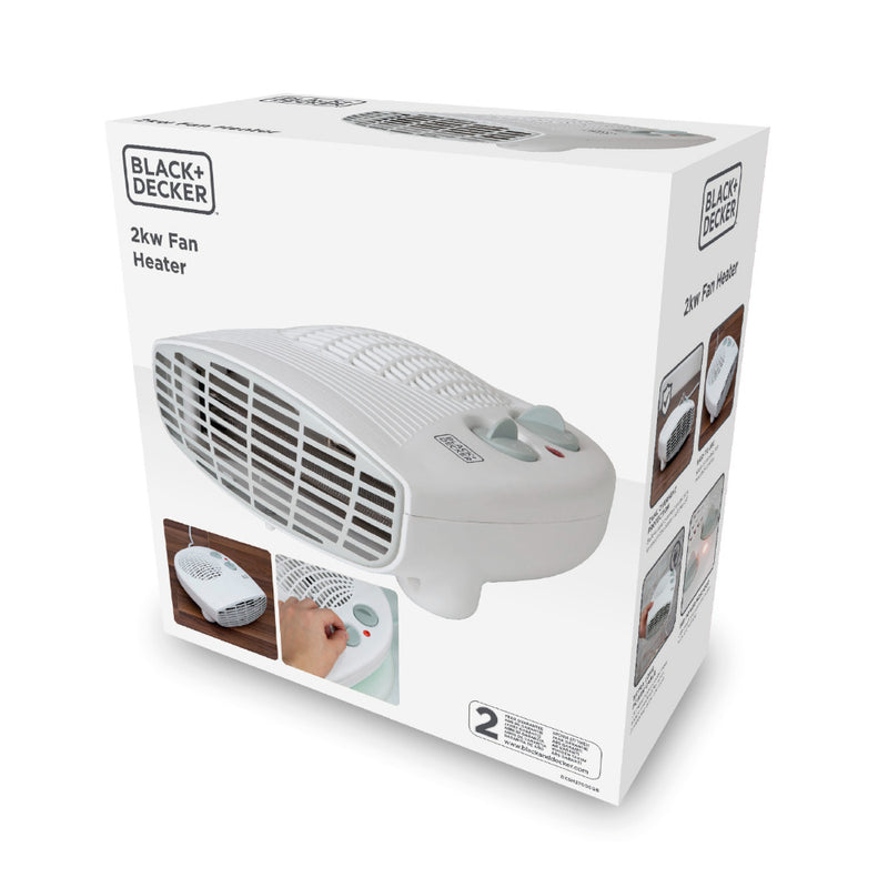 Black+Decker Flat Fan Heater 2kw  - White