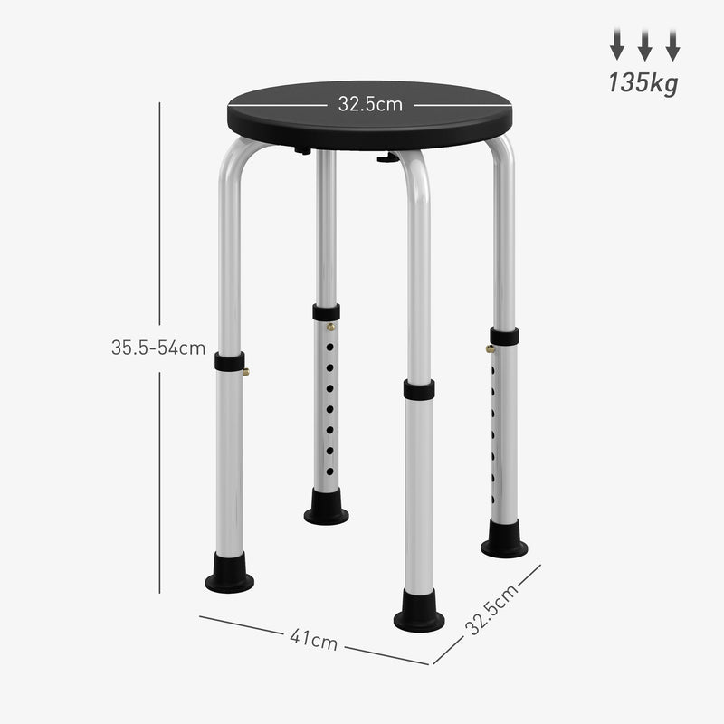 HOMCOM Bath Chair Height Adjustable Shower Seat For Elderly Disabled Black