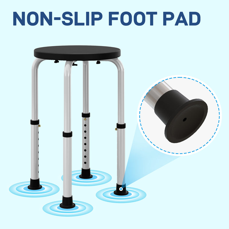 HOMCOM Bath Chair Height Adjustable Shower Seat For Elderly Disabled Black